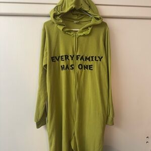 Green Hooded Onesie with Text
